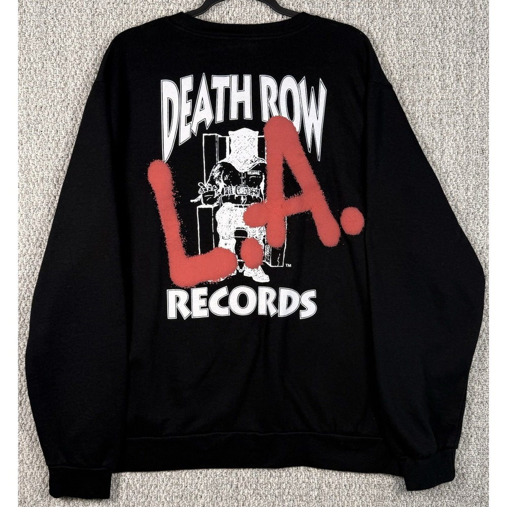 Death Row Records LA Logo Crewneck Sweatshirt Black XL Hip Hop Rap Graphic - Picture 3 of 8